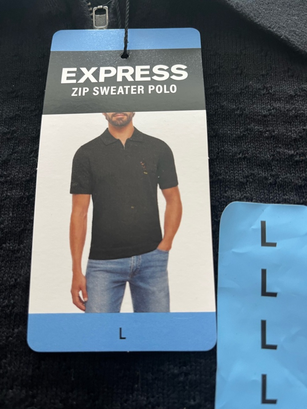 Express Black Zip Sweater Polo
